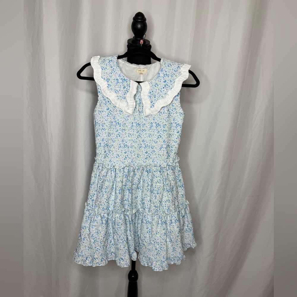 NWOT Just Me Blue Floral Dress with Ruffles